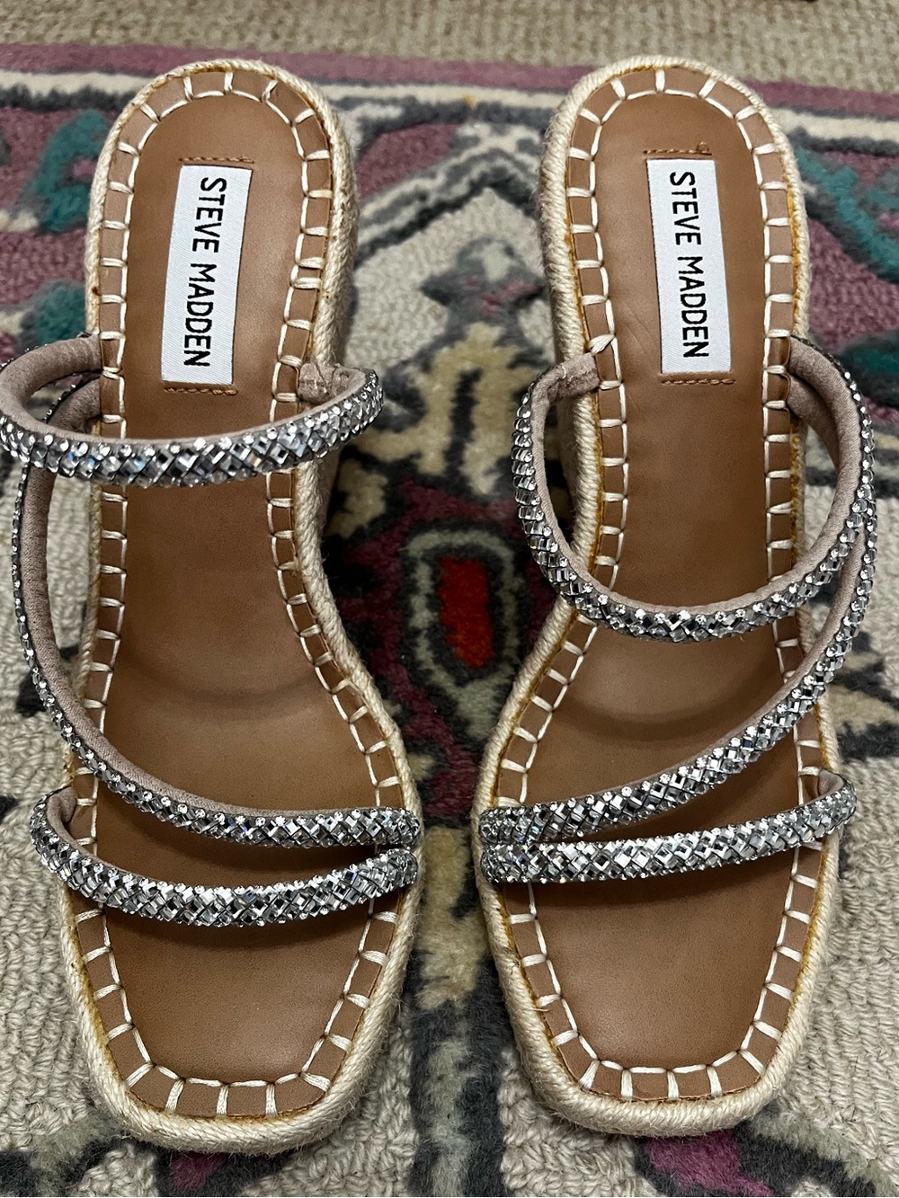 Steve Madden Beige Braided Espadrille Wedge Sandals - Picture 2 of 8